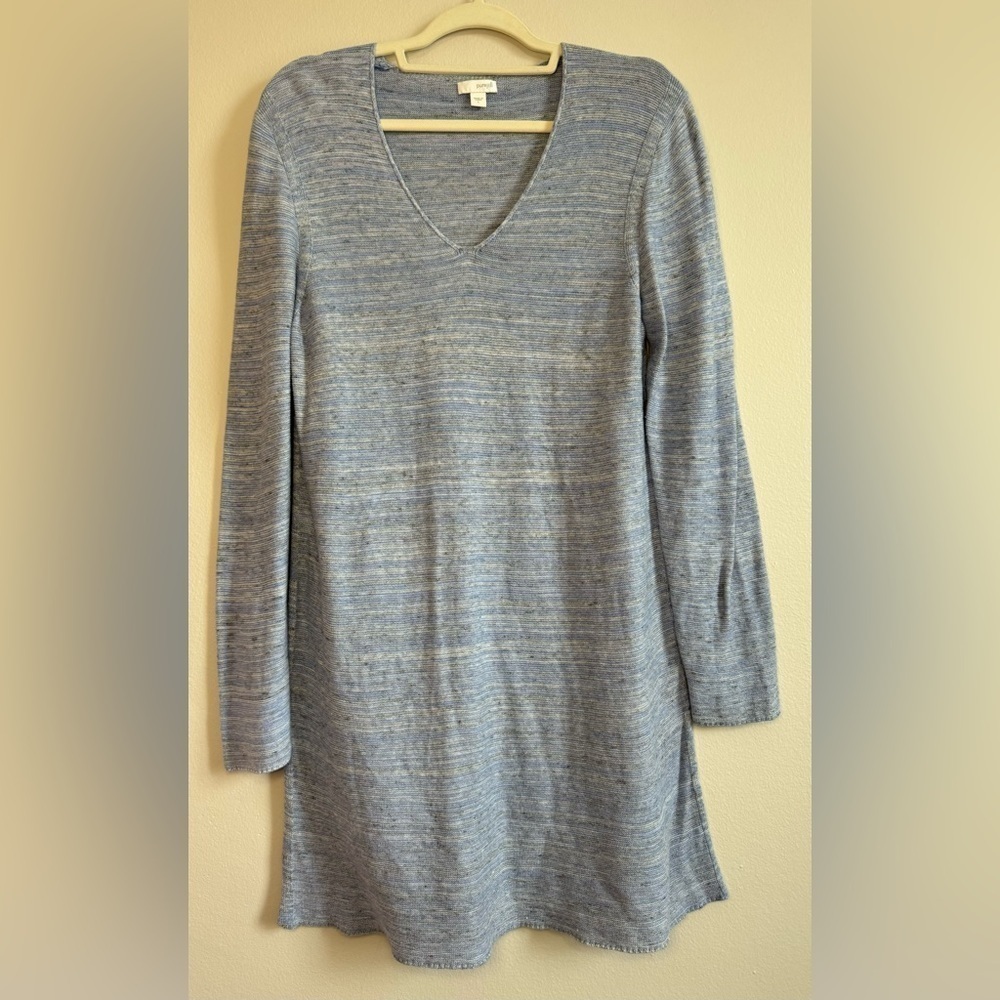 J. Jill Pure Jill Blue Heathered Long Tunic Sweater Cotton Modal Linen Size L